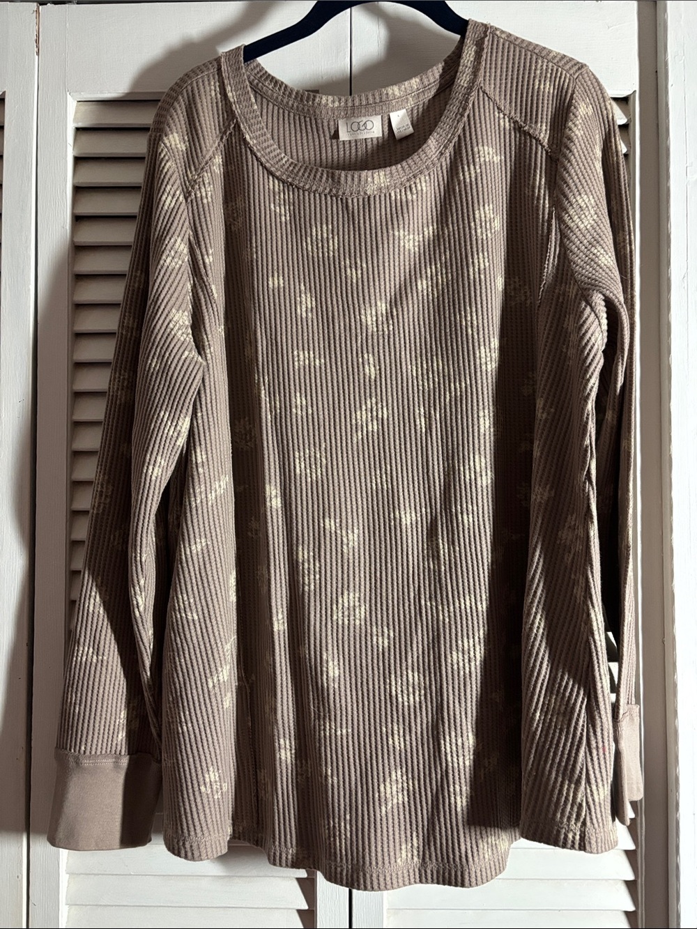 Logo Taupe Ribbed Long-Sleeve Thermal